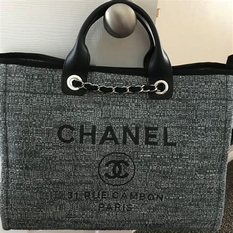 chanel deauville tote bag size|chanel large tote bag price.